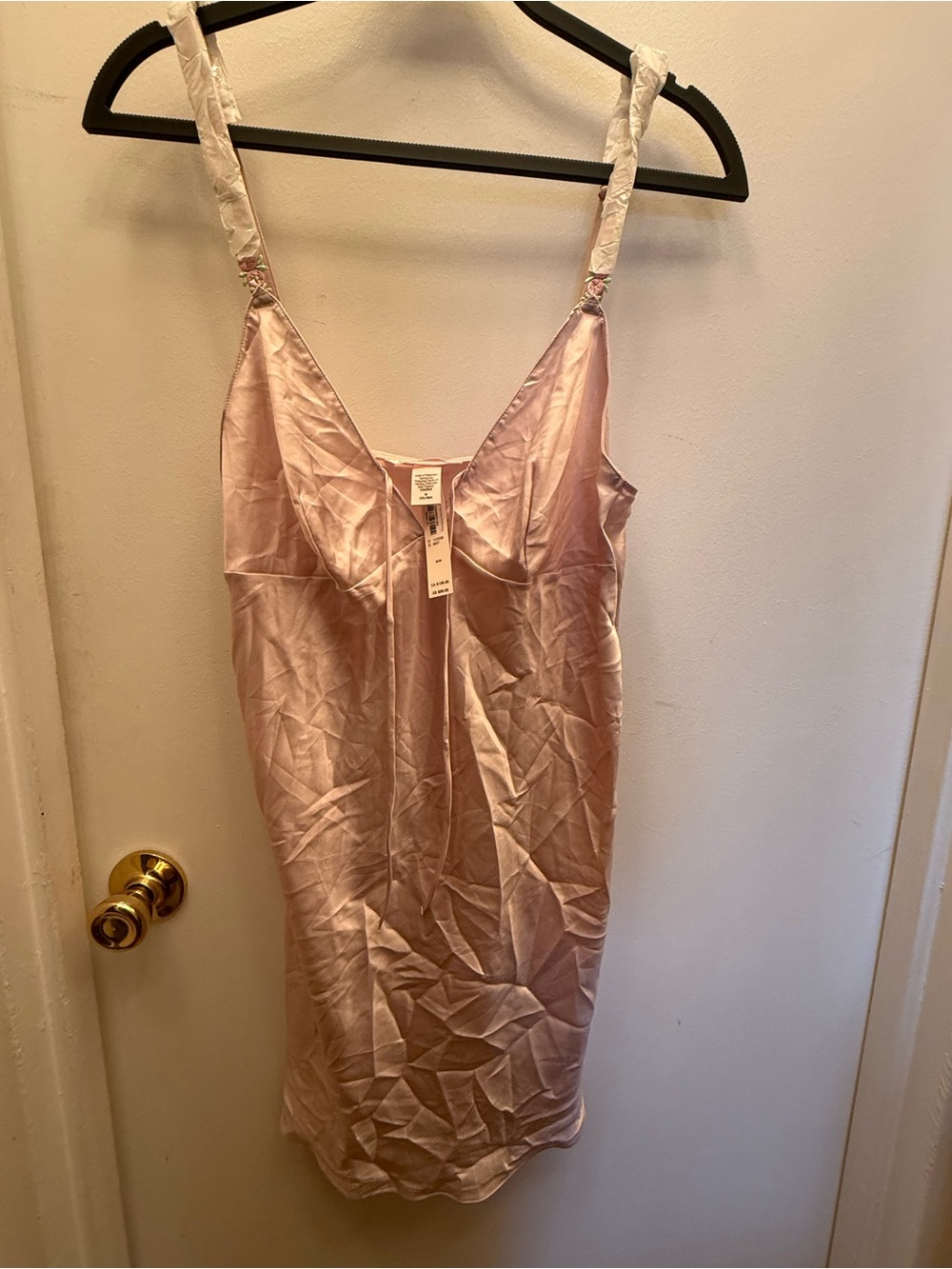 NWT Victoria's Secret Pink Satin Slip Size M, with Embroidered straps